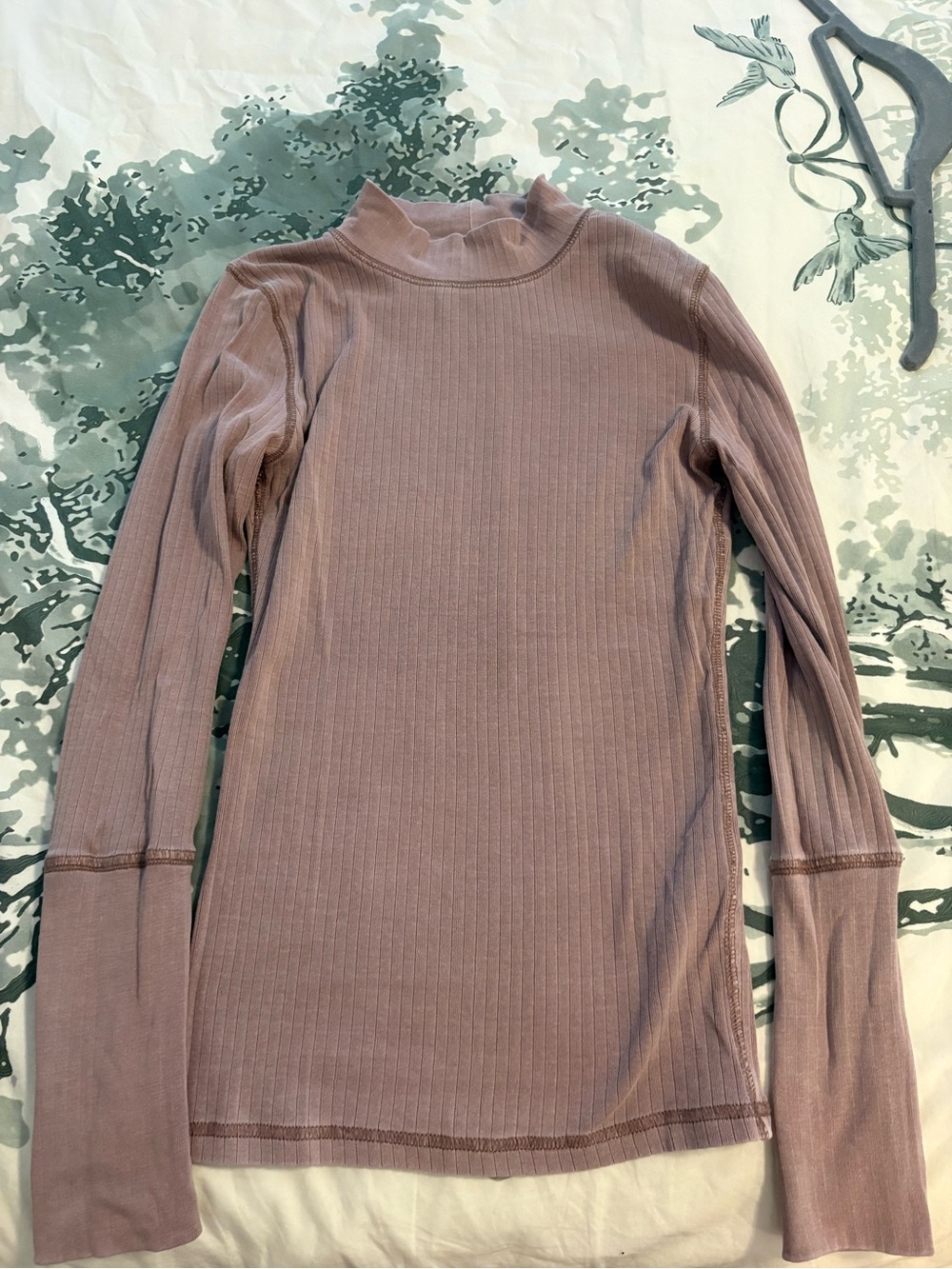 Free People Long-Sleeve Ribbed Mock Neck Top - Mauve